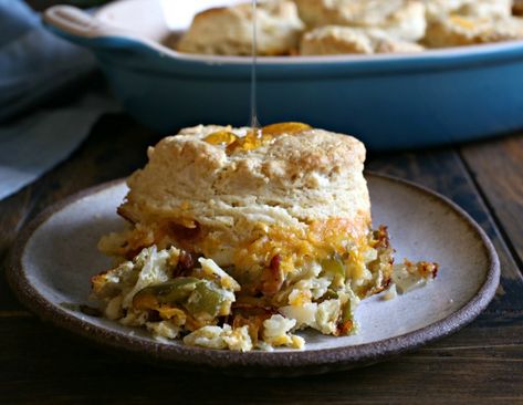 Loaded Breakfast Pot Pie Breakfast Pot Pie, Homemade Buttermilk Biscuits, Easy To Make Breakfast, Bacon And Cheese, Breakfast Party, Bowl Of Cereal, Biscuit Bake, Loaded Baked Potatoes, Bacon Cheese