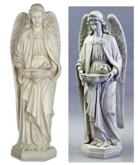 Holy Water Font Angel 50" Statue - Indoor or Outdoor Water Angel, St Raphael Archangel, Angel Guard, Religious Statues, Holy Water Font, Catholic Statues, Fiberglass Resin, Autumn Rose, Water Font