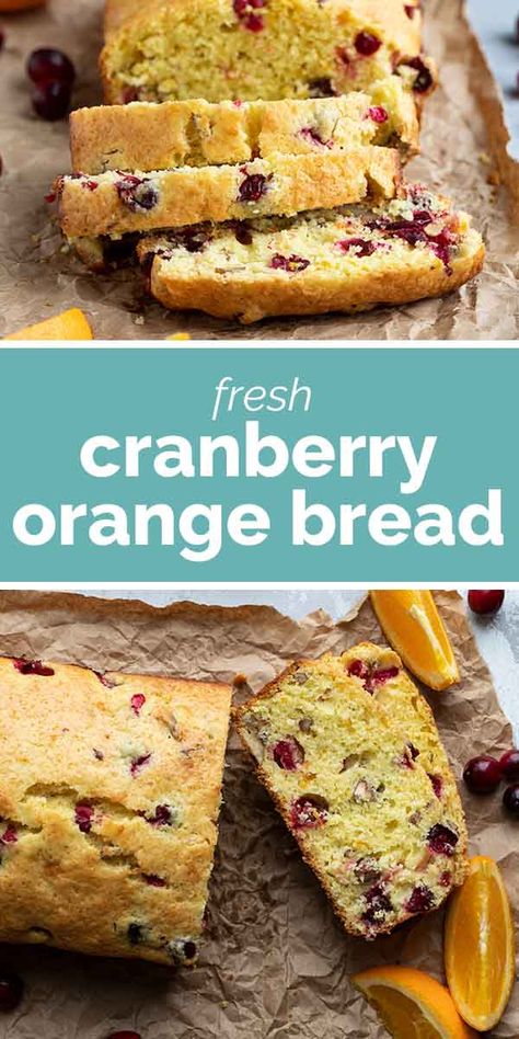 Tart cranberries and sweet orange juice combine to make this Cranberry Orange Bread that is perfect for breakfast or brunch, or even for dessert! This is the perfect quick bread for the Christmas season. #recipe #cranberryorange #bread #quickbread Fruit Breads, Cranberry Bread Recipes, Cranberry Orange Cookies, Cranberry Dessert, Orange Bread, Yummy Bread, Cranberry Orange Bread, Cranberry Bread, Mandarin Oranges