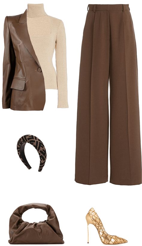 Hot chocolate Outfit | ShopLook Chocolate Pants Outfit, Coffee Brown Pants Outfit, Fitted Brown Winter Blazer, Chocolate Outfit Ideas, Dark Brown Pants Outfit For Women, Brown Formal Winter Pants, Brown Wide-leg Pants For Office, Chocolate Brown Suit Pants, Dark Brown Trousers Outfit