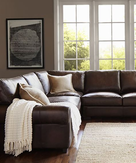 Leather L Shaped Sectional                                                                                                                                                                                 More Sofa Kulit, Leather Couches Living Room, Latest Sofa Designs, Furnitur Ruang Keluarga, Rustic Living Room Furniture, Cabin Furniture, Leather Sectional Sofas, Sofa L, Set Sofa