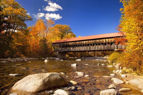 Kancamagus Highway | Best New England Scenic Drive Fall Foliage Road Trips, Midwest Road Trip, Water Falls, Michigan Travel, Covered Bridge, Scenic Byway, Water Water, Mackinac Island, Pure Michigan