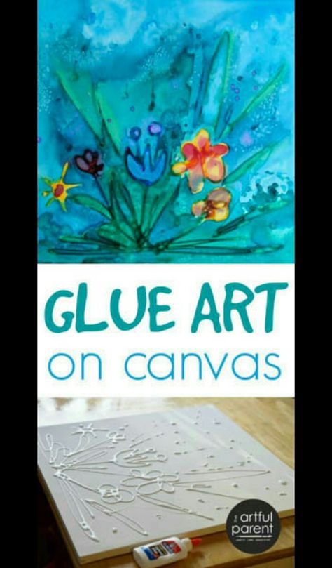 Glue Art On Canvas, Art Project For Kids, Glue Art, Colour Art, Project For Kids, Kids Canvas, Homeschool Art, Canvas Painting Diy, Trendy Kids