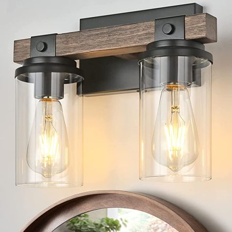 Love these rustic vanity lights! Looks like it would be perfect in any bathroom!