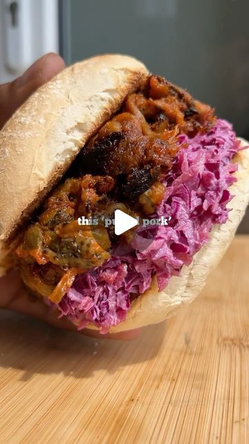 Jacob King on Instagram: "BBQ ‘PULLED PORK’ SANDWICH 🥪 written recipe below 👇🏾 

Inspired by my mate @jensplantbase 👏 

👇🏾ingredients👇🏾
-3 large aubergine

-2 garlic cloves
-1 tsp garlic/onion powder
-1/2 tsp smoked paprika/cayenne pepper
-big pinch salt n pepper
-1/2 tsp white pepper
-few tbsp olive oil

-bbq sauce, buns, lettuce and coleslaw

👇🏾method👇🏾
-pierce the aubergine with a fork then bake in the oven for 45mins-1hr @ 180°, place in a bowl and cover to steam once finished.
-remove the skin, shred into strips then coat in the seasonings and oil before baking until browning.
-add the bbq sauce and cook until browned again.
-serve in a toasted bun along with lettuce, coleslaw and enjoy!

#recipe #recipes #food #pulledpork #sandwich #bbq #aubergine #plantbased #vegan #vega Pulled Eggplant, Lettuce Coleslaw, Bbq Aubergine, Aubergine Recipes, Aubergine Recipe, Vegan Meat, Plant Based Cookbook, Salt N Pepper, Vegan Burger