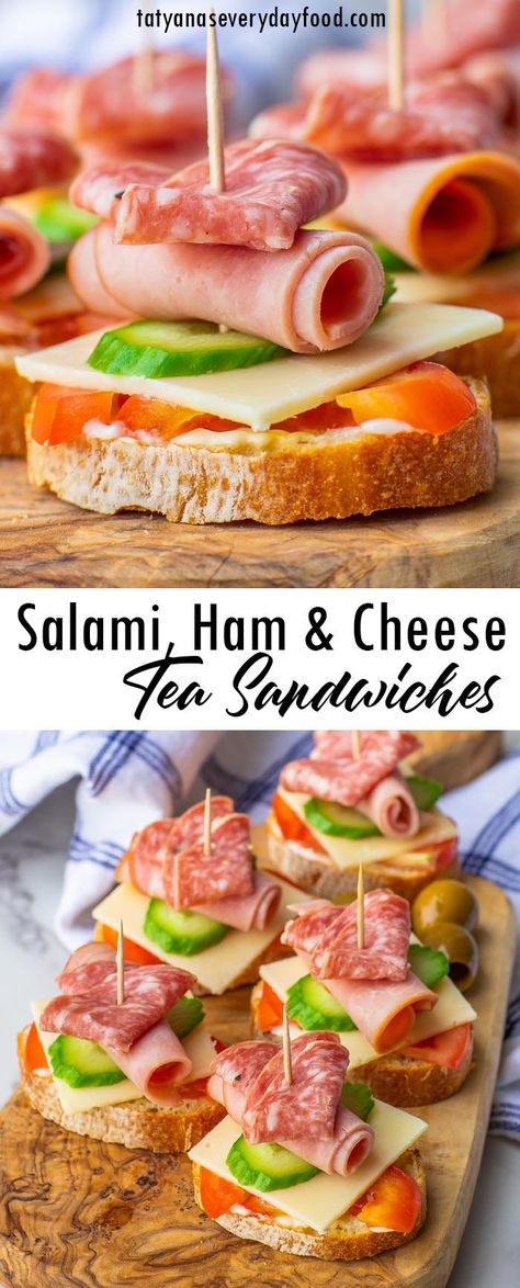 Classic Club Tea Sandwiches Recipe - Tatyanas Everyday Food Party Sandwiches Recipes, Tea Party Sandwiches Recipes, Club Sandwiches, Tomatoes And Cucumbers, Boneless Chicken Wings, Tea Party Sandwiches, Sandwiches Recipes, Tea Sandwiches Recipes, English Afternoon Tea