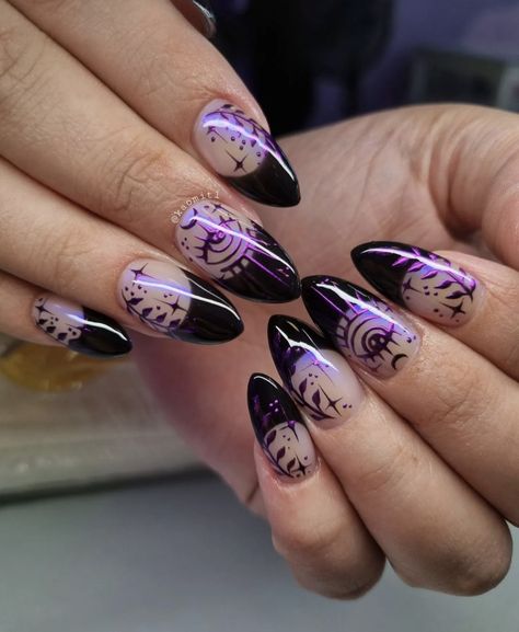 Purple Fall Nail Ideas, Pastel Halloween Nails, Halloween Nails Purple, Nailart Halloween, Purple Halloween Nails, Nail Art Tattoo, Halloween Nails Diy, Nail Art Halloween, App Filter