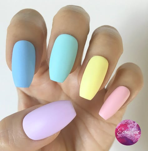 Matte Pastel Nails, Nails Snow, Nails Unicorn, Press On Nails Coffin, American Nails, Acrylic Ideas, Nails Press, Dry Nails, Glam Nails