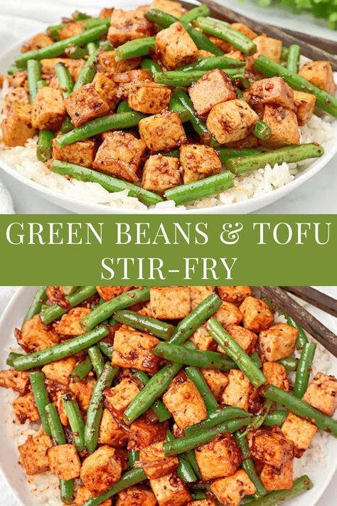 Green Beans and Tofu Stir-Fry ~ Plant-based stir-fry featuring protein-packed tofu, fresh green beans, and a savory sauce. via @thiswifecooks Black Pepper Tofu And Green Beans, Vegan Green Beans Recipe, Green Beans And Tofu, Tofu And Green Beans, Tofu Stir Fry Recipe, Tofu Green Beans, Vegetarian Thanksgiving Recipes, Edamame Salad, Fried Green Beans