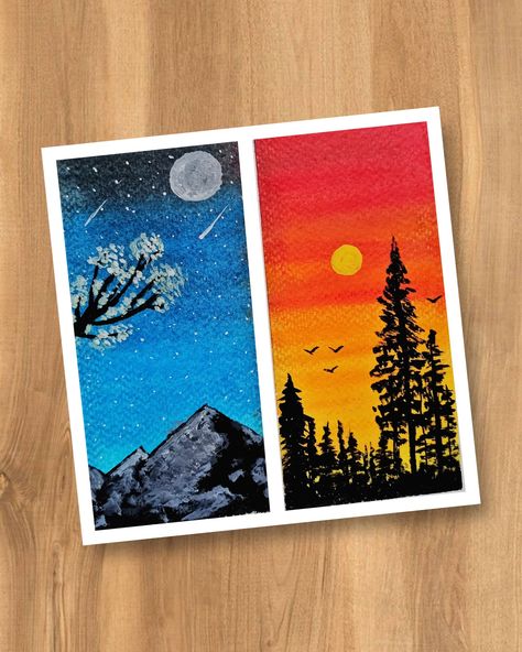 Oil Pastels Scenery, Nature Drawing Oil Pastel, Colorful Art Projects, Oil Pastel Drawings Easy, Drawing Scenery, Scenery Drawing, Landscape Painting Tutorial, Oil Pastels Painting, Silhouette Painting