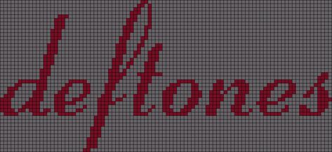 Led Zeppelin Pixel Art, Deftones Crochet Pattern, Deftones Alpha Pattern, Vivienne Westwood Pixel Grid, Alpha Knitting Patterns, Deftones Crochet Grid, Band Logo Pixel Art, Deftones Eyes, Deftones Crochet