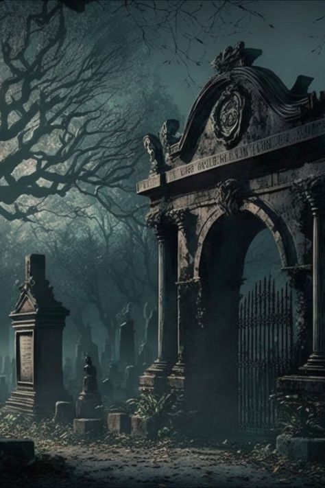 Dark Graveyard Aesthetic, Gothic Castle Aesthetic, Dark Cemetery, Dark Folklore, Mysterious Castle, Old Graveyard, Creepy Forest, Graveyard Art, Gothic Landscape