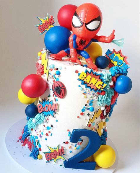 Spiderman And Friends Birthday Cake, Spiderman Birthday Party Decorations, Spiderman Birthday Cake, Marvel Birthday Party, Superhero Birthday Cake, 4th Birthday Cakes, Spiderman Birthday Party, 3rd Birthday Cakes, Superhero Cake