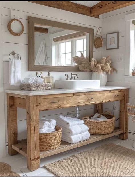 Modern Farmhouse Bathroom Ideas, Cozy Farmhouse Living Room, Modern Farmhouse Furniture, Rustic Farmhouse Bathroom, Farmhouse Bathroom Decor Ideas, Farmhouse Bathroom Ideas, Farmhouse Bathroom Vanity, Bathroom Farmhouse Style, Country Bathroom