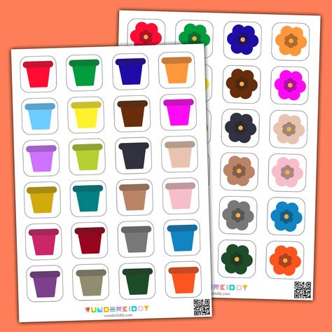 Color Matching Preschool, Game For Preschoolers, Educational Games For Preschoolers, Educational Math Games, Clothes Pin Games, Worksheets For Preschoolers, Flower Games, Printable Games For Kids, Pattern Activities