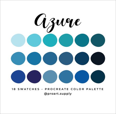 Azure Color Palette, App Colors, Color Palette Hex Codes, Website Moodboard, Blue Pallets, Palette Blue, Blue Shades Colors, Ipad Ideas, Procreate Color Palette