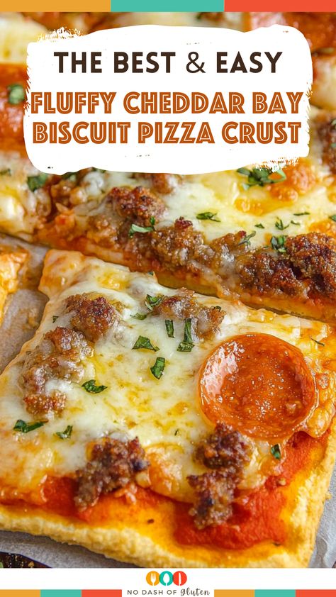 Pizza Recipes With Biscuit Dough, Cheddar Bay Biscuit Recipe Ideas, Breakfast Pizza Biscuit Crust, Cheddar Bay Pizza Crust, Biscuit Pizza Crust, Red Lobster Biscuit Pizza Crust, Cheddar Bay Biscuit Pizza Crust, Red Lobster Biscuit Mix Recipes, Red Lobster Cheddar Bay Biscuit Pizza Crust