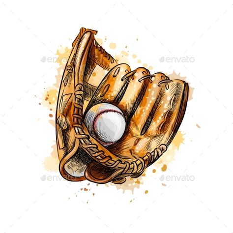 Baseball Glove, Hand Drawn, Sketch, Baseball, Design