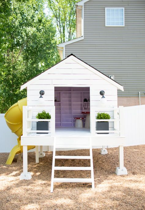 Porch And Patio Paint, Diy Kids Playhouse, Backyard Play Spaces, Playhouse Plans, Diy Playhouse, Backyard Playhouse, Painted Patio, Playhouse Outdoor, Wooden Playhouse