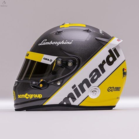 Michael Cochrane Design on Instagram: "F1 2022 Helmet Design - Minardi 91’ A helmet design based on the Minardi M191! One of my favourite F1 cars so I absolutely had to do this design on a helmet. Thanks to @daimondesign_ for the helmet model! ____________________________________ #f1 #formula1 #formulaone #f12021 #f12022 #f12023 #livery #cgi #graphicdesign #conceptart #gaming #simracing #racing #cars #automotive #renders #rendering #simulator #f1racing #motorsport #helmet #helmetart #studio Motorsport Helmet Design, Racing Helmet Design Painting, F1 Helmet Design, Racing Helmet Design, Car Racing Helmet, Custom Helmet Design, F1 Helmet, F1 2022, Custom Motorcycle Helmets