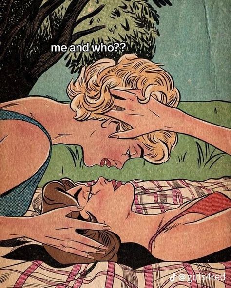 Sapphic Comic Art, Lesbian Pop Art Comic, 50s Lesbian Art, Cute Wlw Art Spicy, Wlw Art Spicy, Lesbian Art Print, Girl Picnic, Sapphic Art, Wlw Art