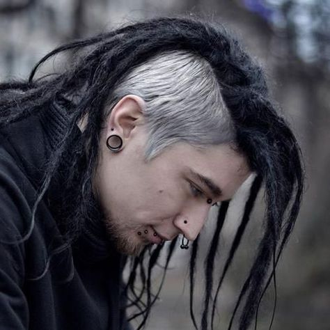 Punk Rock Hairstyles For Guys Man With Dreadlocks, Man With Long Hair, Corte De Cabelo Masculino, Undercut Hairstyles, Long Hair Styles Men, Undercut, Silver Hair, Pastel Goth, Mens Hairstyles