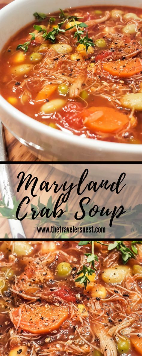 Slow Cooker Maryland Crab Soup, Manhattan Crab Soup, Healthy Crab Soup Recipes, Maryland Crab Soup Recipe Baltimore, Tomato Crab Soup, Crab Chili Recipe, Best Maryland Crab Soup, Maryland Style Crab Soup, Spicy Crab Soup Recipes