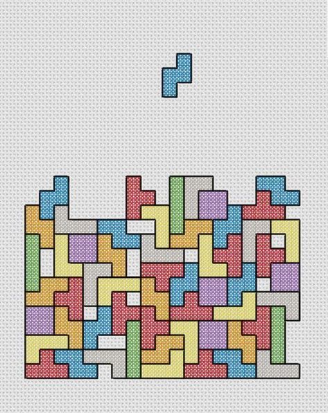 A Pattern for Everyone Who’s Played Too Much Tetris Stitch Games, Free Cross Stitch, Cross Stitching, Embroidery Tutorials, Loom Beading, Plastic Canvas, Cross Stitch Designs, Counted Cross Stitch, Cross Stitch Pattern