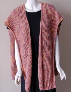 Beginner Ruana Or Stole Knitting Pattern Knitted Vest Patterns Free For Women, Beginning Knitting, Ruana Pattern, Knitting Vest, Knit Wrap Pattern, Knitting Shawl, Crochet Weave, Vest Pattern Free, Knit Items