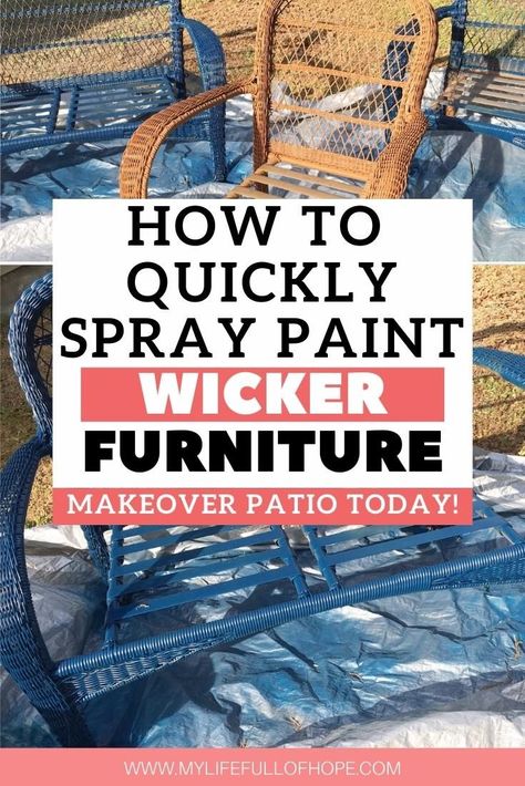 Spray Paint Wicker Furniture, Paint Wicker Furniture, Spray Paint Wicker, Paint Wicker, Wicker Porch Furniture, Wicker Furniture Makeover, Painting Wicker Furniture, Best Spray Paint, How To Spray Paint