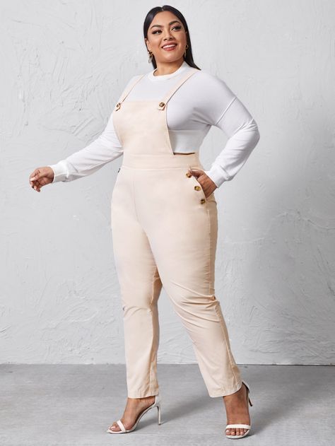 Pinafore Jumpsuit, Daily Clothes, Autumn 2022, Plus Size Jumpsuit, Cool Graphic Tees, Back Pocket, Shein Style, Clothes Collection, Buy Dress