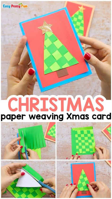 Paper Weaving Christmas Tree Card for Kids Weaving Christmas, Kids Holidays, Weaving For Kids, Christmas Tree Card, Christmas Cards Kids, Christmas Arts And Crafts, Paper Weaving, Fun Christmas Crafts, Paper Christmas Tree