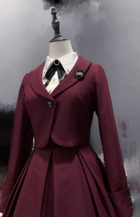 Academy Uniform Aesthetic, Fantasy Academy Uniforms, 1800s Hogwarts Uniform, Victorian School Uniform, Victorian Uniform, Vintage Uniform, Academy Uniform, Fancy School Uniform, Magic School Uniform Design