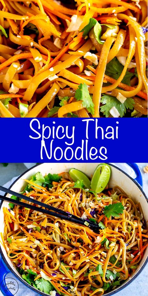 Tai Food, Recipes Noodles, Homestyle Cooking, Thai Recipes Noodles, Spicy Thai Noodles, Thai Noodle Salad, Easy Casseroles, Vegetarian Salad, Pasta Meals