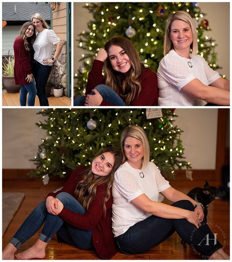 Mother Daughter Christmas Photoshoot, Christmas Pictures Ideas, Mother Daughter Photography Poses, Mother Daughter Poses, Mother Daughter Pictures, Photo Christmas Tree, Christmas Poses, Daughter Photography, Christmas Photo Shoot