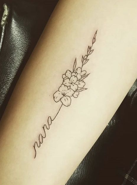 Fine Line Gladiolus, Gladiolus Flower Tattoos, Memorial Tattoos Mom, Name Flower Tattoo, Pair Tattoos, Gladiolus Tattoo, Grace Tattoos, Butterfly With Flowers Tattoo, Lillies Tattoo