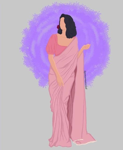 Boutique Profile Picture Ideas, Traditional Highlights Instagram Cover, Saree Drawing, Saree Illustration, Dps For Whatsapp, رسم كاريكاتير, Indian Illustration, Corel Painter