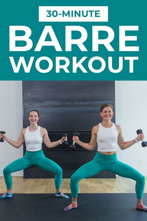 Strengthen, sculpt and tone with this barre sculpt workout at home! This full body workout combines high-rep strength training and traditional barre exercises to challenge your mobility and core. Add a set of light weights and feel the burn in this barre workout at home. Barre At Home Workout, Barre Workout At Home, At Home Barre Workout, Barre Workouts, Yoga With Weights, Barre Exercises, Barre Workout Benefits, Barre Arm Workout, Lunges With Weights