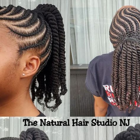 Jennifer Cherilus on Instagram: "Cornrow Ponytail with Two Strand Twist. NO added hair. #thenaturalhairstudionj #natural_jc #braidedhair #cornrowstyles #protectivestyles #noaddedhair #blackownedbusiness #naturalhair #naturalhairstyles #cornrowstyles #Cornrows #cornrowsandtwists #njbraider #haitianhairstylist #naturalhairsalonnj #blackhair #teamnatural #teamnaturalhair #booknow" Two Strand Twist Ponytail, Ponytail Natural Hair, Twisted Ponytail, Cornrow Ponytail, Kid Hairstyles, Cornrows Styles, Natural Twists, Protective Hairstyles For Natural Hair, Twist Ponytail