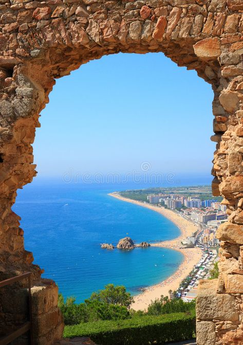 Blanes view (Costa Brava, Spain). Blanes beach view through an arch (Costa Brava , #Sponsored, #Costa, #Brava, #Blanes, #view, #arch #ad Wallpaper Accents, Costa Del Sol Spain, Costa Brava, Spain And Portugal, To Infinity And Beyond, Spain Travel, Places Around The World, Marbella, Places I Want To Go