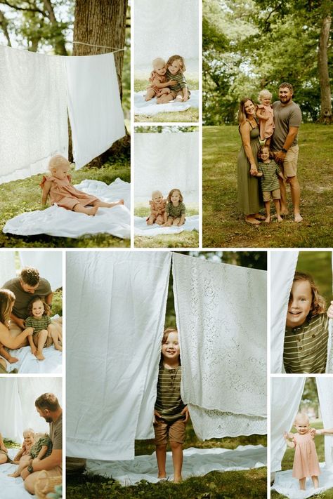 Clothesline Photoshoot, Mini Session Themes, Family Photos Outfits, Family Posing Guide, Clothesline Pictures, Beginner Photography Camera, Mommy And Me Photo Shoot, Mini Photo Sessions, Family Mini Sessions