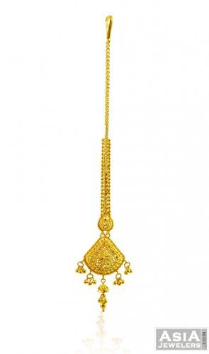 Indian Fancy Gold Tikka (22 Karat) Maag Tikka Design Gold, Mang Tikka Gold, Gold Mangtika, Gold Bengals, Nethi Chutti, Gold Tikka, Tikka Jewelry, Maang Tika, Mang Tikka