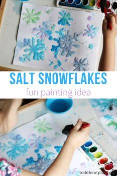 Create these beautiful snowflakes with salt and watercolors! This is a super fun winter craft you have to try! #wintercraft #snowflakes #saltpainting Salt Snowflakes, Winter Crafts For Toddlers, 4de Verjaardag, Preschool Craft Activities, Snow Crafts, Winter Crafts Preschool, Fun Winter Crafts, January Crafts, Winter Activities For Kids