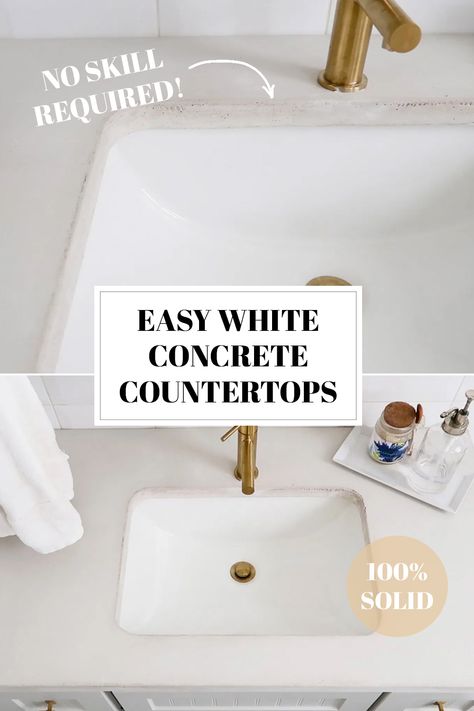 Cement Countertops, Countertop Makeover, Concrete Countertops Kitchen Diy, Concrete Countertops Bathroom, White Concrete Countertops, Concrete Countertop, Concrete Bathroom, Concrete Countertops Kitchen, Diy Concrete Countertops