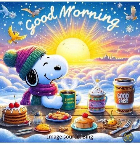 Cold Phrases, Funny Good Morning Greetings, Snoopy Good Morning, Snoopy Drawing, Good Morning Winter, Weekend Greetings, Good Morning Snoopy, Good Morning Happy Friday, Good Morning Friday