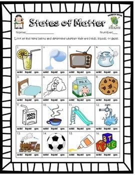 Free Solid Liquid Gas ( Phases of Matter ) Worksheet Matter Activities, Solid Liquid Gas, States Of Matter Worksheet, Worksheet Kindergarten, Matter Worksheets, Measurement Worksheets, Second Grade Science, Chemistry Worksheets, Planet Poster