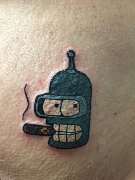 Bender Tattoo Futurama, Bender Tattoo, Futurama Tattoo, Japanese Tattoos For Men, Dinosaur Tattoos, Sigil Tattoo, Band Tattoo Designs, Wicked Tattoos, Japanese Tattoos