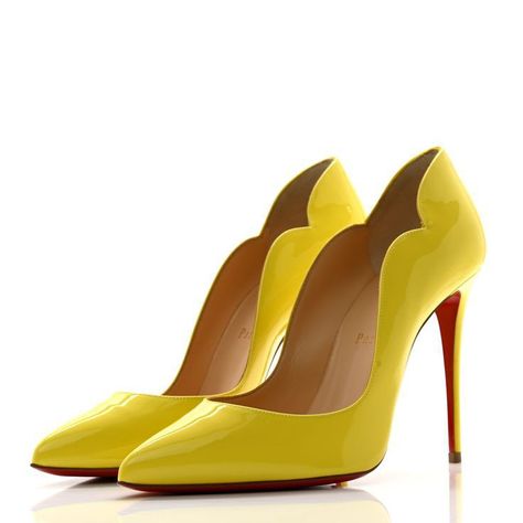 Red Bottom Heels, Yellow Heels, Classic Pumps, Pet Bird, Couture Runway, Red Bottoms, Runway Looks, Luxury Brands, Neon Yellow