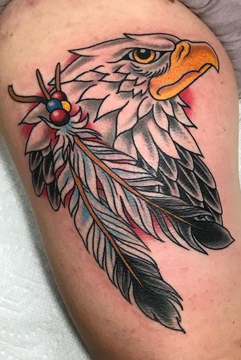 Traditional Feather Tattoo, Bandana Tattoo, Coast Tattoo, Eagle Feather Tattoos, Traditional Eagle, Zen Tattoo, Traditional Eagle Tattoo, Totem Tattoo, Eagle Feather