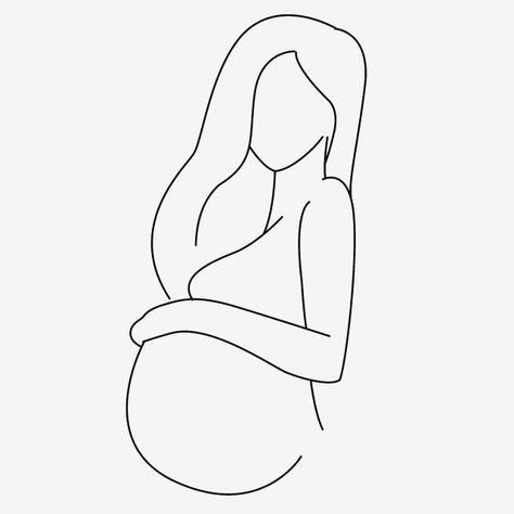 Drawing Pregnant Women, Pregnant Woman Drawing, Pregnancy Line Art, Tracing Pictures, Pregnancy Illustration, Baby Tattoo Designs, Baby Gender Reveal Party Decorations, Pastel Baby Shower, Dibujo Simple